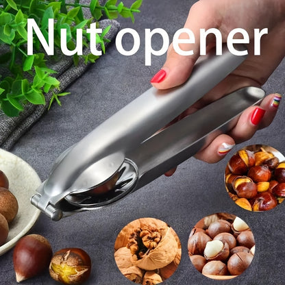 Stainless Steel Nutcracker - Versatile Chestnut, Walnut &amp; Dried Fruit Opener for Home, Outdoor Picnics &amp; Commercial Use