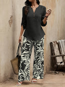 Spring-Summer Fashion Design Elegant Pullover Long Sleeve Top + Pants Set