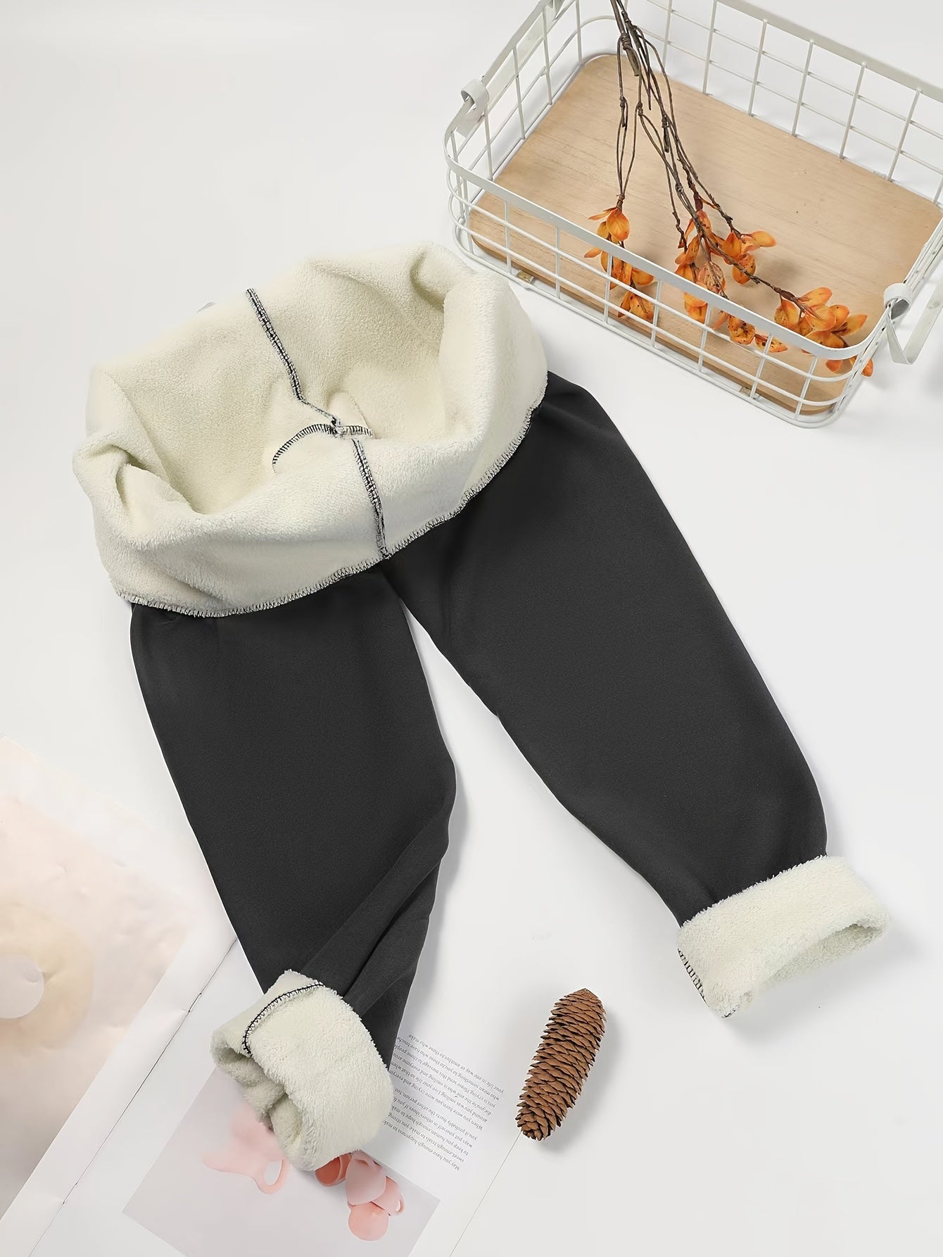 Women's Plush-Lined High Waist Leggings, Elastic And Comfortable, Casual Style Warm Pants For Winter, For Thermal Wear