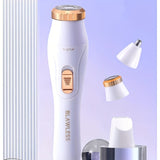 Kit de depilación eléctrica 3 en 1 para mujer: recortadora facial recargable por USB, recortadora de vello nasal, depiladora corporal completa, regalos para mujeres