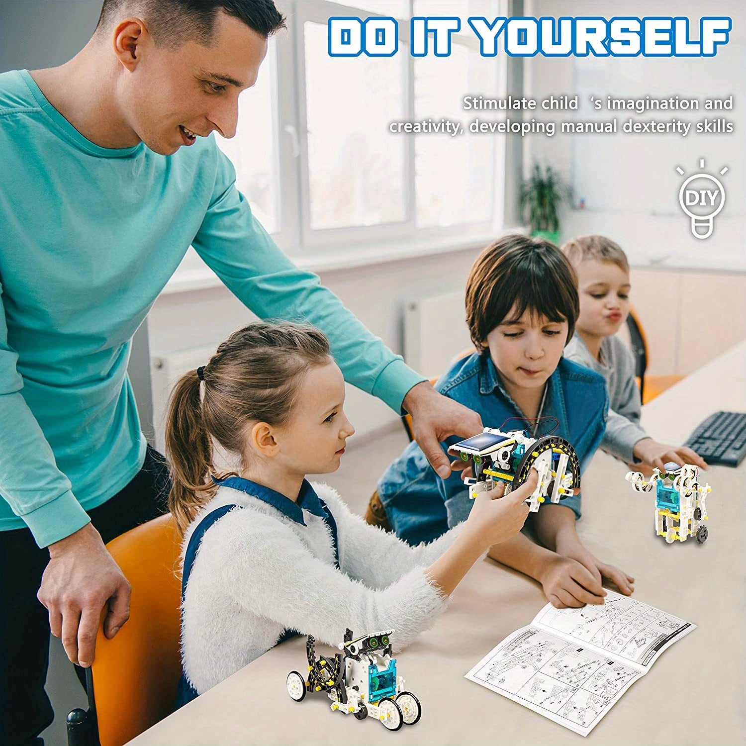 STEM 13-in-1 Solar Power Robots Creation Toy, Educational Experiment DIY Robotics Kit, Science Toy Solar + Battery Powered 2 Modes Building Robotic Set Kids To Build, Halloween, Christmas Gift
