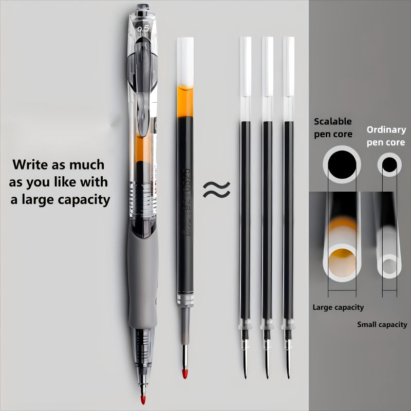 1pc, Complete set of 20 retractable gel pens, 0.5mm black gel pen, retractable gel ink ballpoint pen, 10 sets of gel pens + 10 gel pen refills, suitable for diary, office, school and home writing