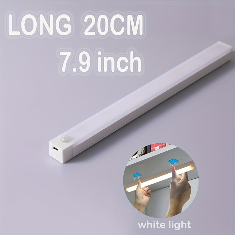 Smart Motion-Activated LED Light Strip - Wireless, Magnetic Mount, USB Rechargeable for Wardrobe, Kitchen, Desk & More