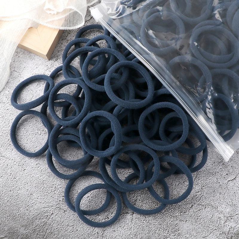 Juego de 50 bandas elásticas para el pelo para mujer, de 4 cm, de colores lisos y sencillos, accesorios para el cabello, coleteros.