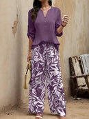 Spring-Summer Fashion Design Elegant Pullover Long Sleeve Top + Pants Set