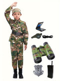 Boys' Camo Army Costume Set with Accessories - Includes Jacket, Pants, Hat & More - Perfect for Outdoor Play & School Activities
