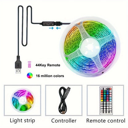 Tira de luces LED con control inalámbrico, iluminación RGB remota por infrarrojos, decoración para sala de estar, lámpara flexible, cadena decorativa