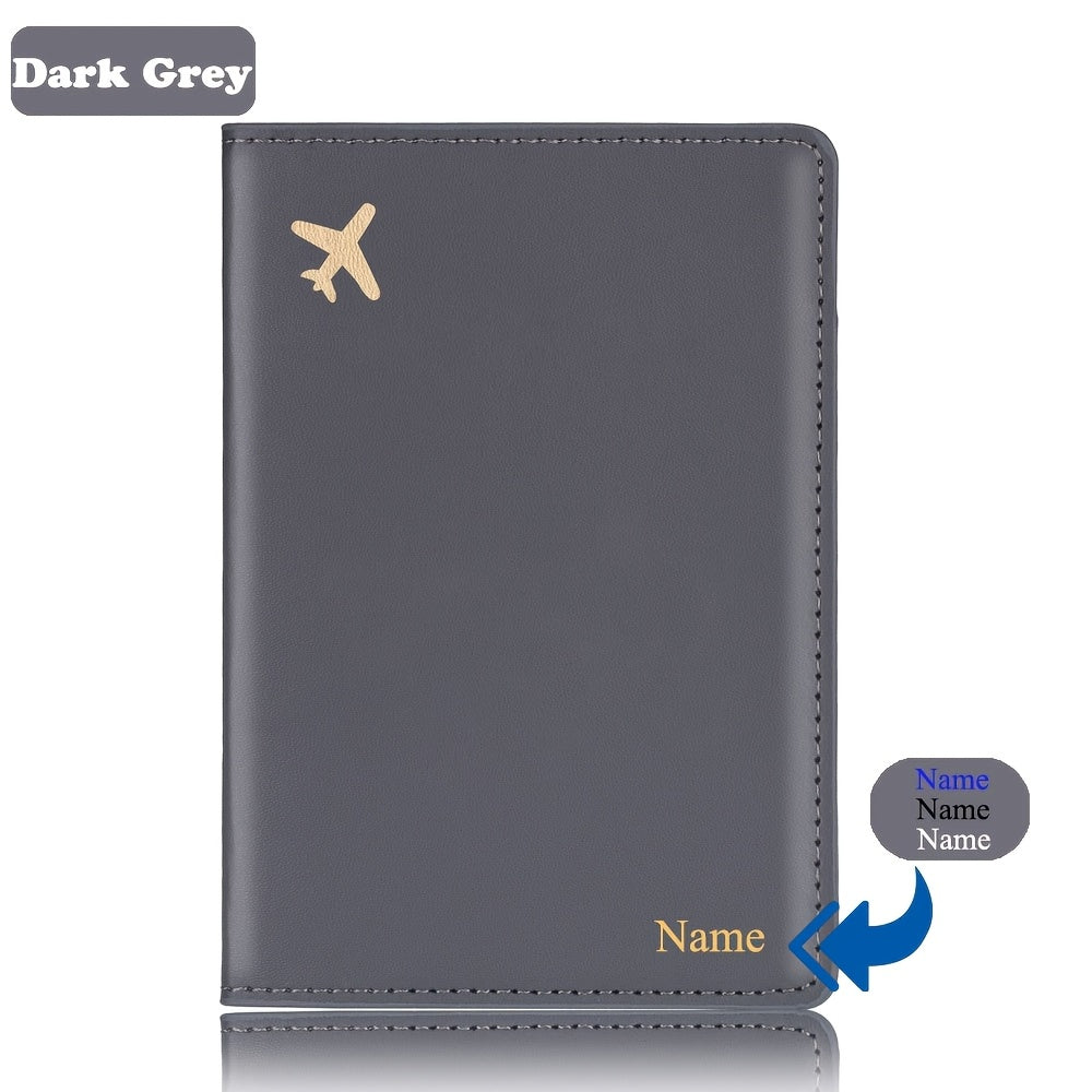 Minimalist Faux Leather Passport Cover with Custom Name - RFID Blocking, Water-Resistant Travel Wallet Card Holder for Men and Women, Lightweight Unlined Passport Pouch for Vacation