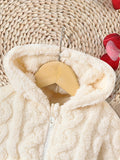 Chaqueta con capucha de polar abrigada y suave para bebé, abrigo informal de color liso con cremallera, ropa para bebés y niñas pequeñas para invierno, otoño y exteriores.
