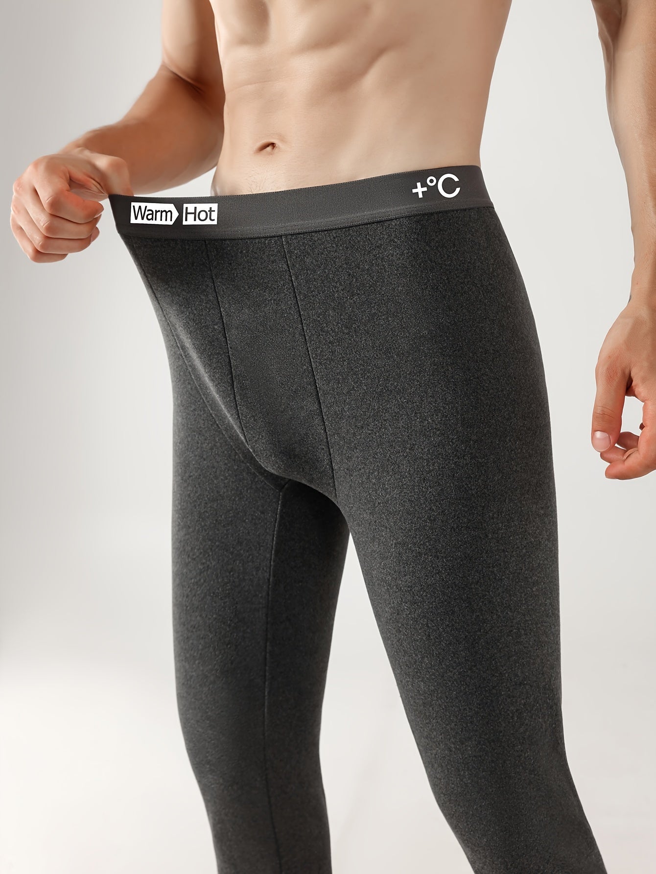 Men's Winter Fleece-Lined Thermal Pants - Slim Fit, Stretchy &amp; Warm Base Layer for Autumn/Winter