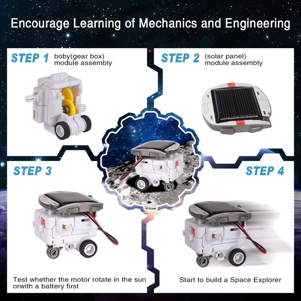 Kit de robot solar STEM 6 en 1, juguetes, regalos para niños de 8, 9, 10, 11, 12 y 13 años, juego de experimentos científicos de construcción educativa para cumpleaños, Halloween, Navidad y Acción de Gracias.