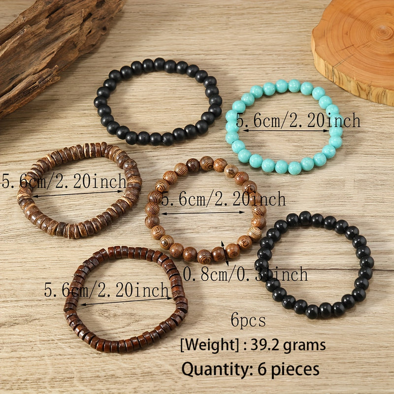 41pcs Fashion Bracelet Set - Elegant Wooden Beads with Butterfly, Heart & Evil Eye Charms for Casual Attire