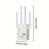 Momotor WiFi Booster, 1200Mbps Dual-Band 2.4 & 5GHz, Strong Signal Penetration for Up to 35 Devices, 4 High-Gain Antennas for 360° Coverage, Ethernet Port, 1-Tap Setup for Home, Office, Cafes - European Standard Plug