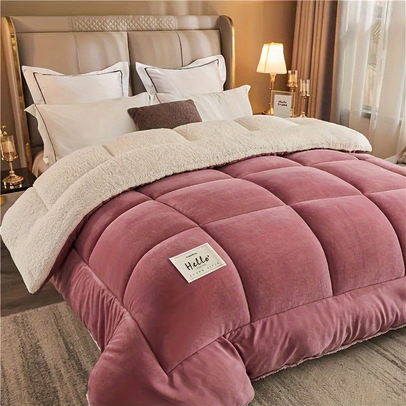Reversible Plaid Comforter - Contemporary All-Season Quilted Duvet Insert with Box Stitch, Ultra Soft Milk Velvet Fabric, Medium Weight Polyester Fill, Machine Washable, Multipurpose - Available in 9 Sizes, Christmas Present