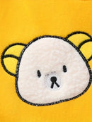 Conjunto de tres piezas de abrigo con capucha de terciopelo de doble cara para niñas pequeñas con dibujos de oso, sudadera y pantalones, para otoño e invierno, con gorro grueso y casual, para exteriores.