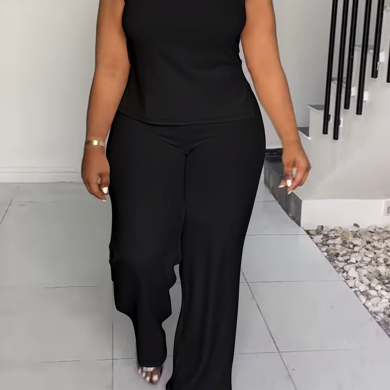 QF2364 Solid Color Summer Sleeveless Casual Suit