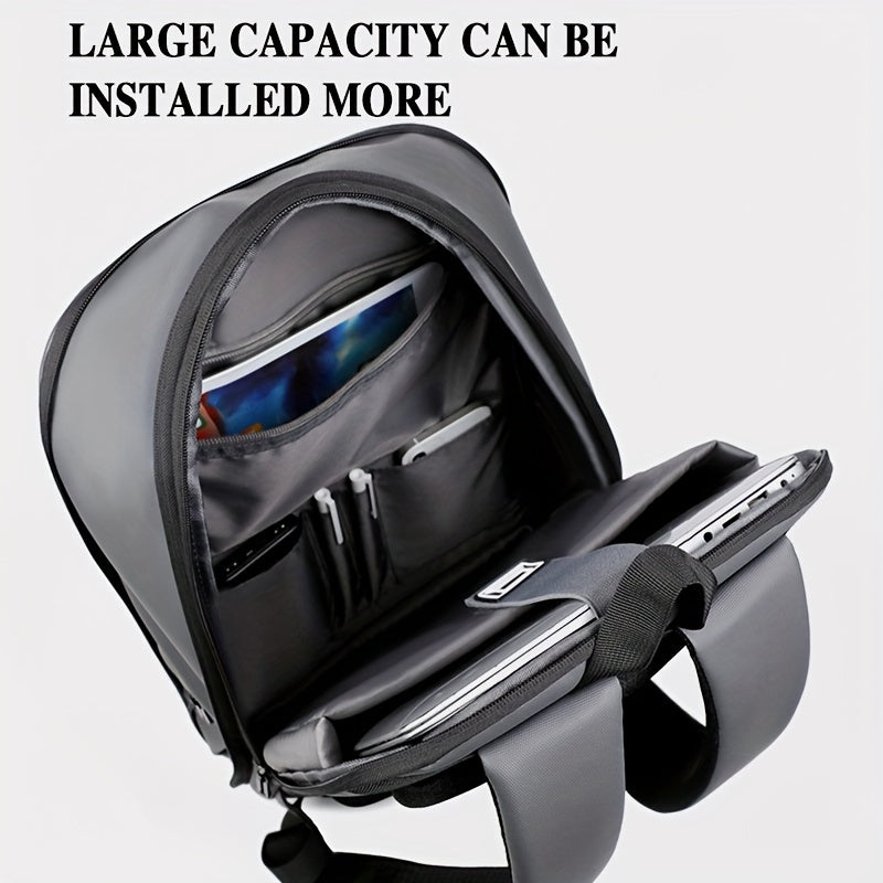 1pc Men's Solid Color Business Backpack, Commuter Bag With Trolley Strap, Casual Daypack For Going Out &amp; Leisure Travel, Waterproof 15-in Laptop Bag