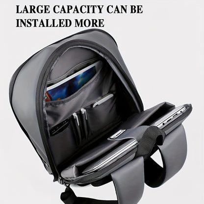 1pc Men's Solid Color Business Backpack, Commuter Bag With Trolley Strap, Casual Daypack For Going Out & Leisure Travel, Waterproof 15-in Laptop Bag