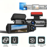 Ouyaaqii HD Dash Cam with 64GB High-Speed Memory Card, Fast Car Charger Bundle, 1080P Night Vision, Alloy Sun-Proof Case, Front & Interior Dual Lens - Upgraded Security Camera