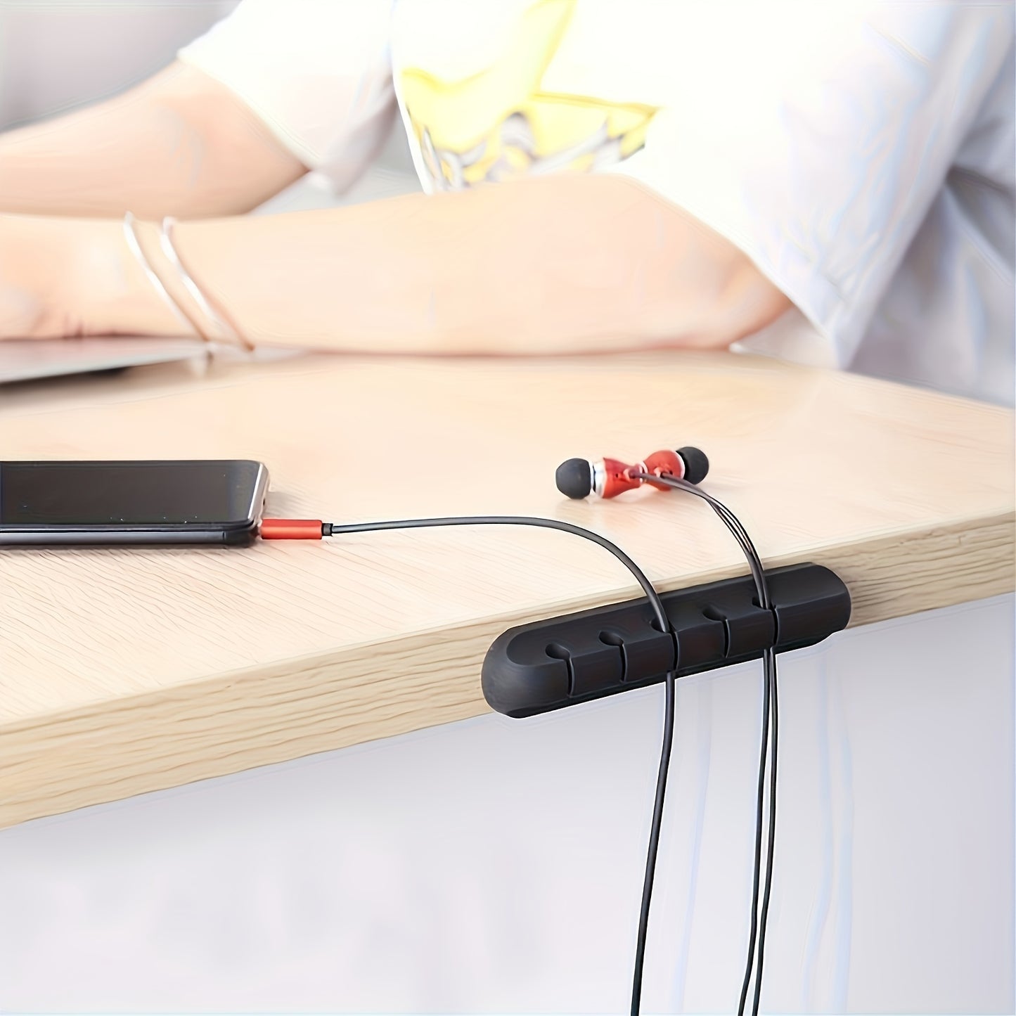 Silicone Cable Organizer Clips - Multi-Slot Desk Cord Management System for Office Supplies