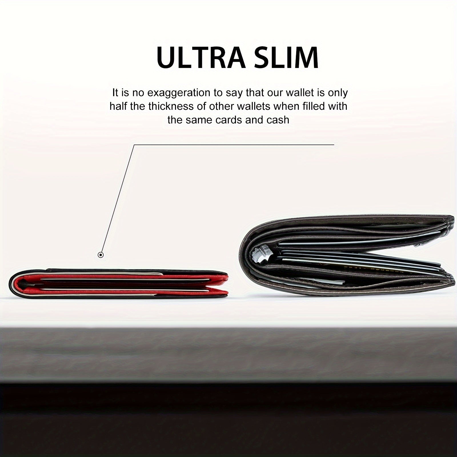 1pc Men's Ultra-thin Wallet, Simple Microfiber Rfid Blocking Double Folding Credit Card Holder