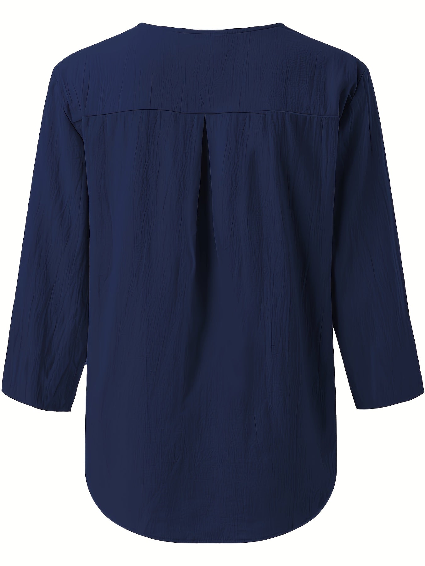 V-Neck Button-Up Top - Loose Fit Solid Color Pullover, Fashionable Casual V-Neck Shirt for Women, Relaxed Fit, Non-Stretch Cotton Linen Blouse