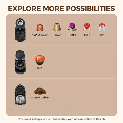Cafetera de cápsulas 3 en 1 CAFELFFE, control de temperatura (caliente/frío), calentamiento, compatible con Dolce Gusto y café molido, cafetera automática para la cocina del hogar, gran regalo para Halloween, Navidad o Año Nuevo