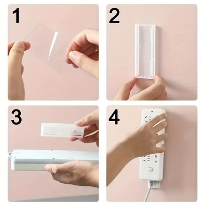 Space-Saving Self-Adhesive Socket Organizer with Cable Management - Easy Install, No Damage Wall Mount Holder