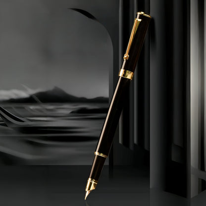 Pluma estilográfica de metal premium, punta fina de 0,5 mm, cierre a presión: ideal para firmas comerciales y personales, compatible con tintas de 3,4 mm.