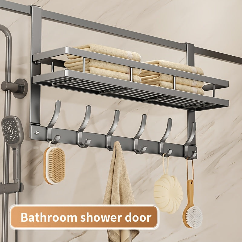 1 perchero metálico elegante para colgar sobre la puerta. Fácil de instalar, no requiere taladros. Organizador de almacenamiento moderno para dormitorio, baño y cocina. Ideal para colgar bolsos, zapatos y más.