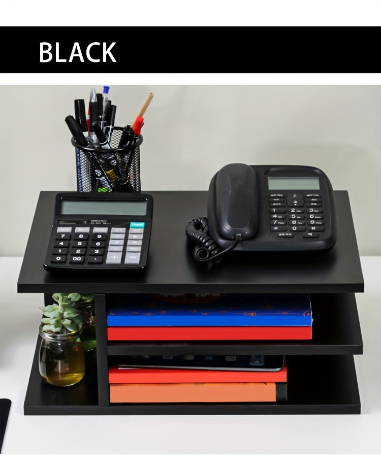 Square Wooden Fiberboard Desk Organizer - Sturdy Storage Rack for Office Supplies, Printer Stand, and Home Organization with Ample Space