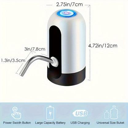 1pc, Water Bottle Pump, Electric Water Bottle Pump, USB Rechargeable Automatic Drinking Water Pump For Universal 11.36-18.93 L Bottles, Portable Camping Water Dispenser
