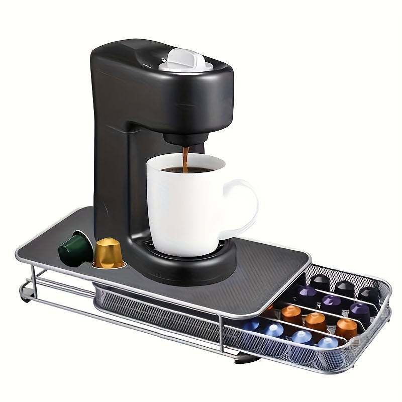 1pc, Iron Coffee Capsule Storage Box, 40-Capsule Capacity, European Style, Nespresso Compatible, Kitchen and Coffee Machine Accessory Drawer, Home and Restaurant Use