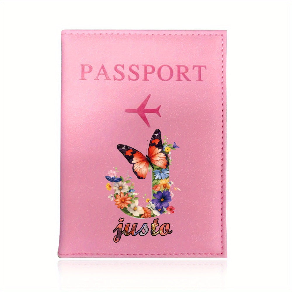 Customized Name Initial Pu Leather Passport Holder Cover Personalized Custom Ultra Slim Wallet Organizer Passport Protector Covers Personal Tailor Waterproof Card Case Storage Cases for Men Women Travel Accessories