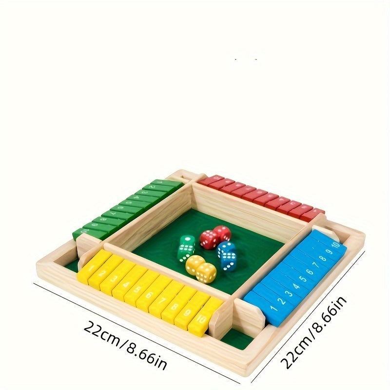 Wooden Educational Math Dice Game for Kids and Adults, Interactive Flip Tiles Number Game, Multi-Player Family Fun Learning Toy for Ages 3-6