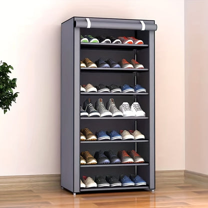 Freestanding Metal Shoe Rack Organizer with Dustproof Cover | 6-10 Tier Vertical Storage | Easy-to-Assemble | Shoe Organizer for Entryway, Bedroom, Living Room | Home & Dorm Organization System | Lightweight Under 13.61 KG |