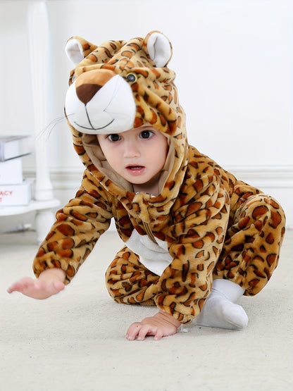 Lindo disfraz de Halloween de animalito bebé: mono unisex con capucha de dibujos animados para cosplay de niños pequeños y atuendo cálido.