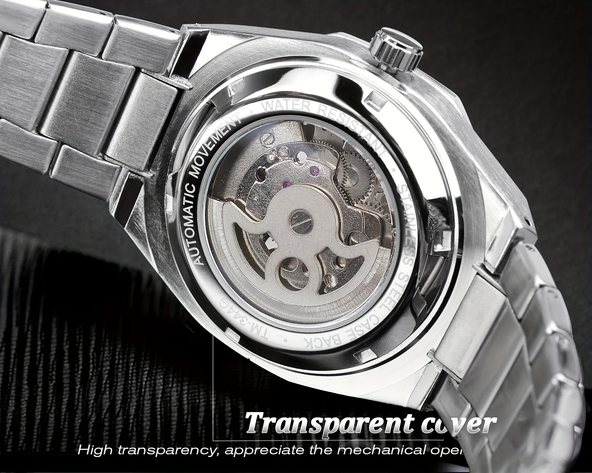 Reloj mecánico automático para hombre: esqueleto de diamantes de imitación 3D, acero inoxidable, estilo deportivo y profesional, regalo perfecto.