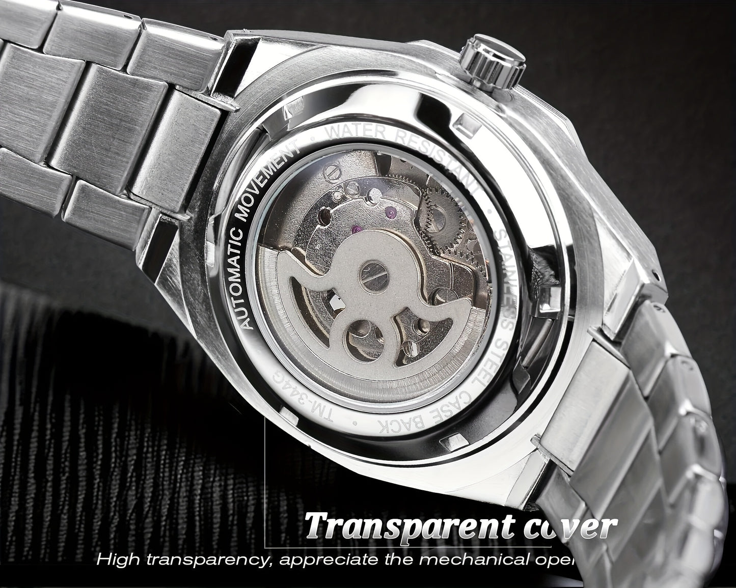 Reloj mecánico automático para hombre: esqueleto de diamantes de imitación 3D, acero inoxidable, estilo deportivo y profesional, regalo perfecto.