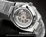 Reloj mecánico automático para hombre: esqueleto de diamantes de imitación 3D, acero inoxidable, estilo deportivo y profesional, regalo perfecto.