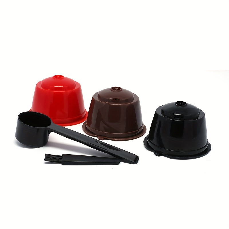 3Pcs Fit For Dolce Gusto Coffee Filter Cup Reusable Coffee Capsule Filters For With Spoon Brush