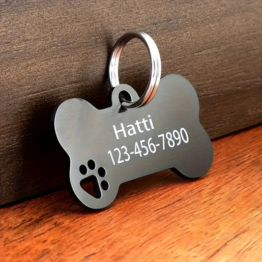 Custom Engraved Dog ID Tags, Stainless Steel Pet Name & Phone Number Keychains, Simple Style Metal Key Rings, Non-Plated Keychain Pendants for Dog Lovers - Ideal Father's Day Gift