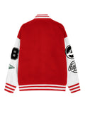 Chic Plus Size Women's Baseball Jacket - Casual Fall/Winter Coat with Letter Print, Button-Up Front, Machine Washable