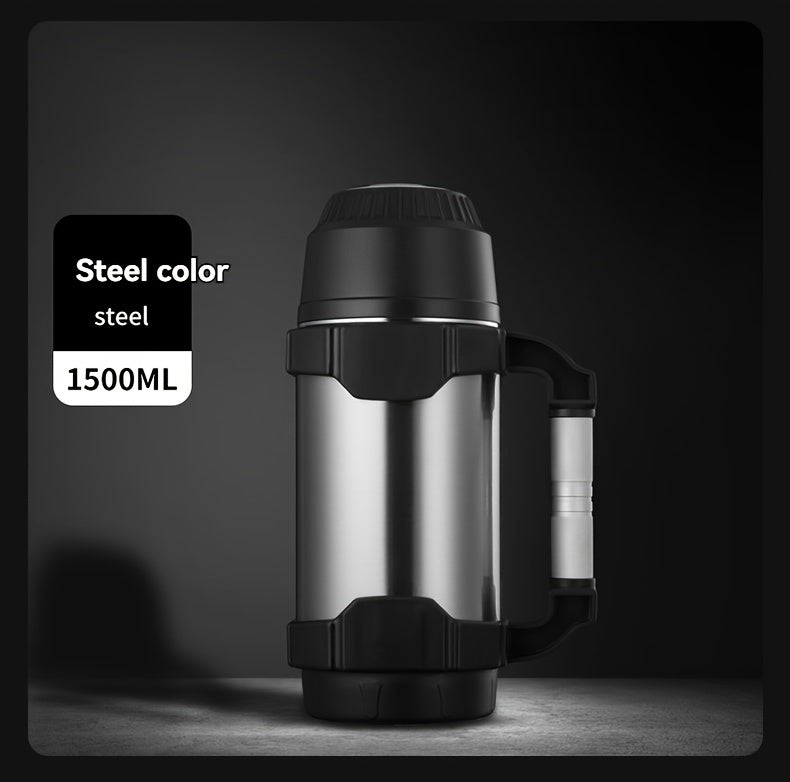 NRMEI Stainless Steel Travel Canteen – Large Capacity Portable Outdoor Vacuum Insulated Bottle with Tea Compartment, 60-Hour Heat Retention, 14+ Age Group Compatible, Dual 201 &amp; 304 Stainless Steel Construction