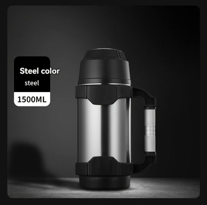 NRMEI Stainless Steel Travel Canteen – Large Capacity Portable Outdoor Vacuum Insulated Bottle with Tea Compartment, 60-Hour Heat Retention, 14+ Age Group Compatible, Dual 201 & 304 Stainless Steel Construction