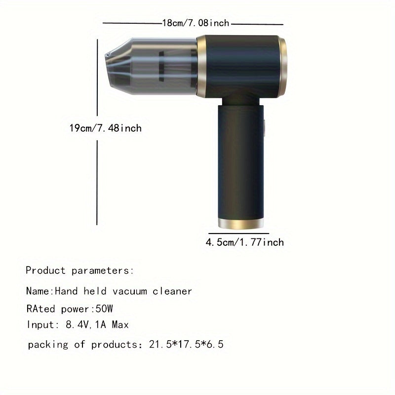 Aspiradora inalámbrica para coche con batería recargable de 2000 mAh (2 unidades), motor de 50 W/45 dB, de alta potencia, para coche, casa y autocaravana. Incluye potentes accesorios de succión y limpieza.