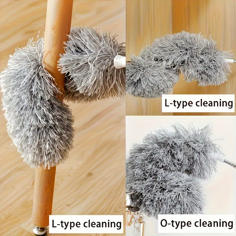 Extra-Long Retractable Duster with Bendable Head - Reusable &amp; Washable for High Ceilings, Furniture &amp; Car Cleaning