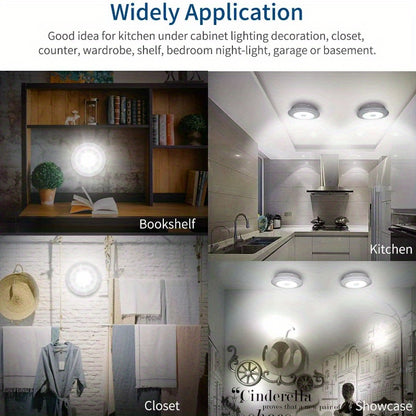 Dimmable LED Under Cabinet Lighting Kit with Remote Control - 6500K Cool White Light, Battery-Powered, Perfect for Closets & Kitchens (Batteries Not Included)