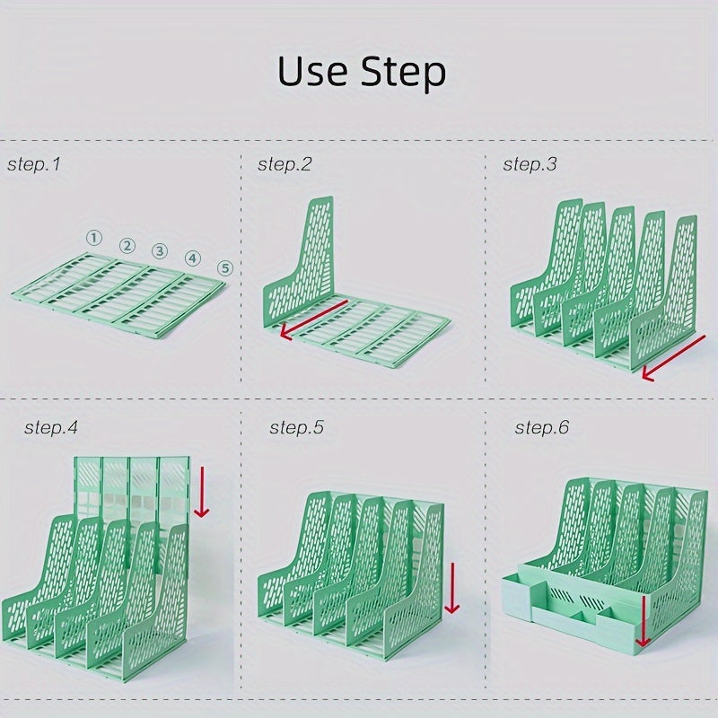 Organizador de escritorio de 4 compartimentos con portalápices: elegante y duradero para suministros de oficina y organización de archivos.