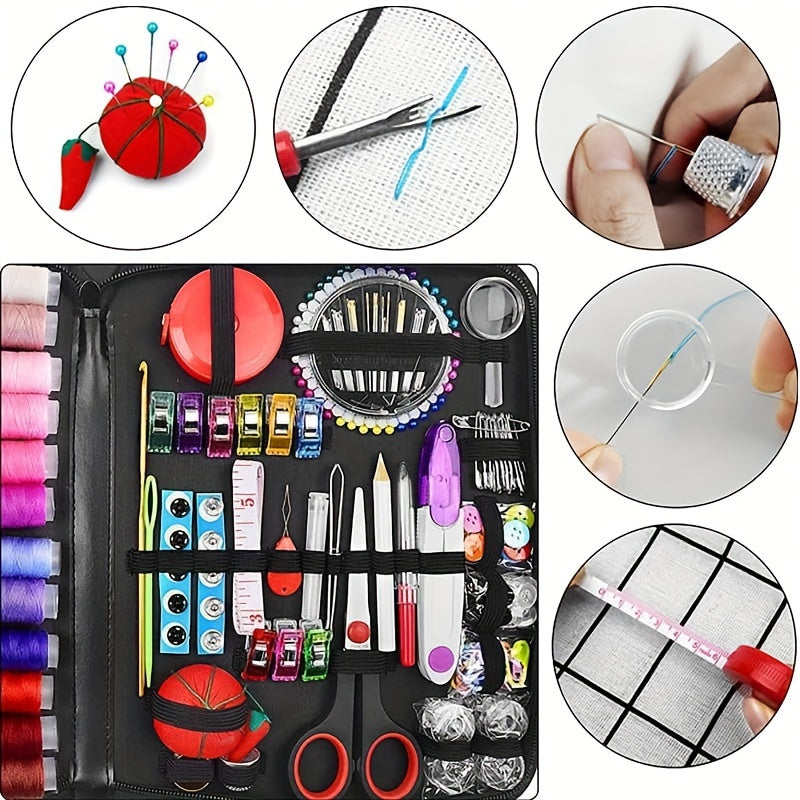229 Piece Sewing Kit Gift Set for Grandma, Mom, Friends, Adult Beginners, Travelers - Portable Sewing Supplies & Accessories with Case - Includes Thread, Needles, Scissors, Tape Measure, Pins & More